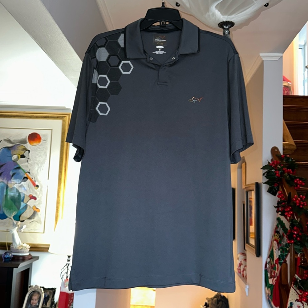 🌺 Greg Norman For Tasso Elba Collared Golf Shirt Sz L